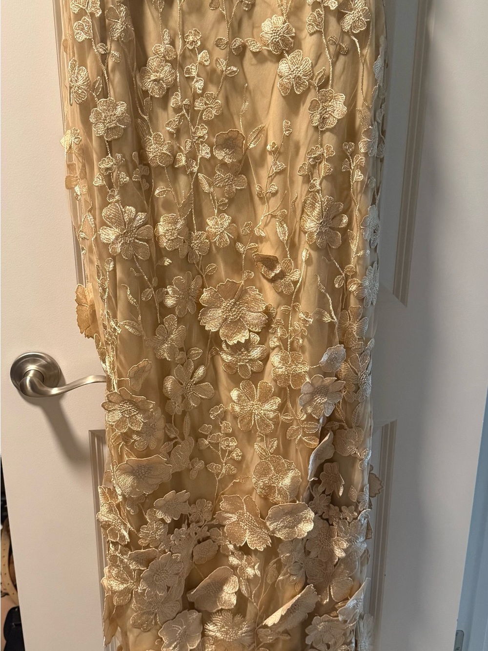Azazie Champagne Floral Appliqué Bridal Gown
